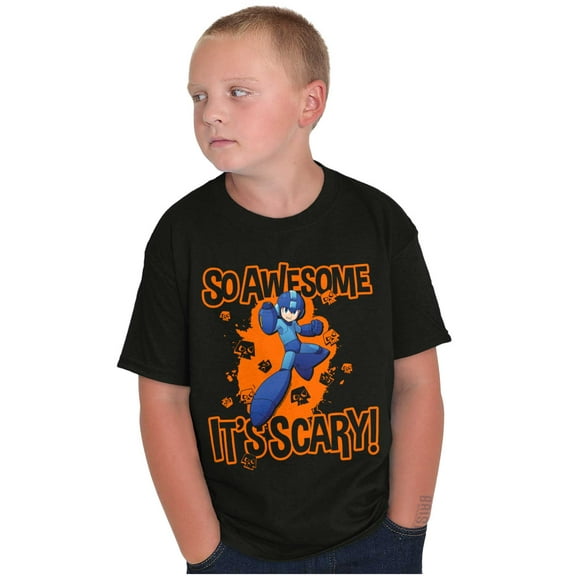 Mega Man Awesome Scary Halloween Crewneck T Shirts Boy Girl Teen Brisco Brands S