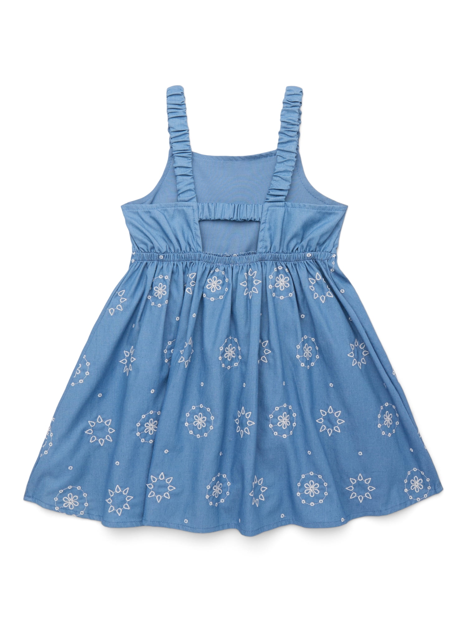 Wonder Nation Toddler Girls Cotton Sleeveless Floral Embroidered Dress, Sizes 12M-5T