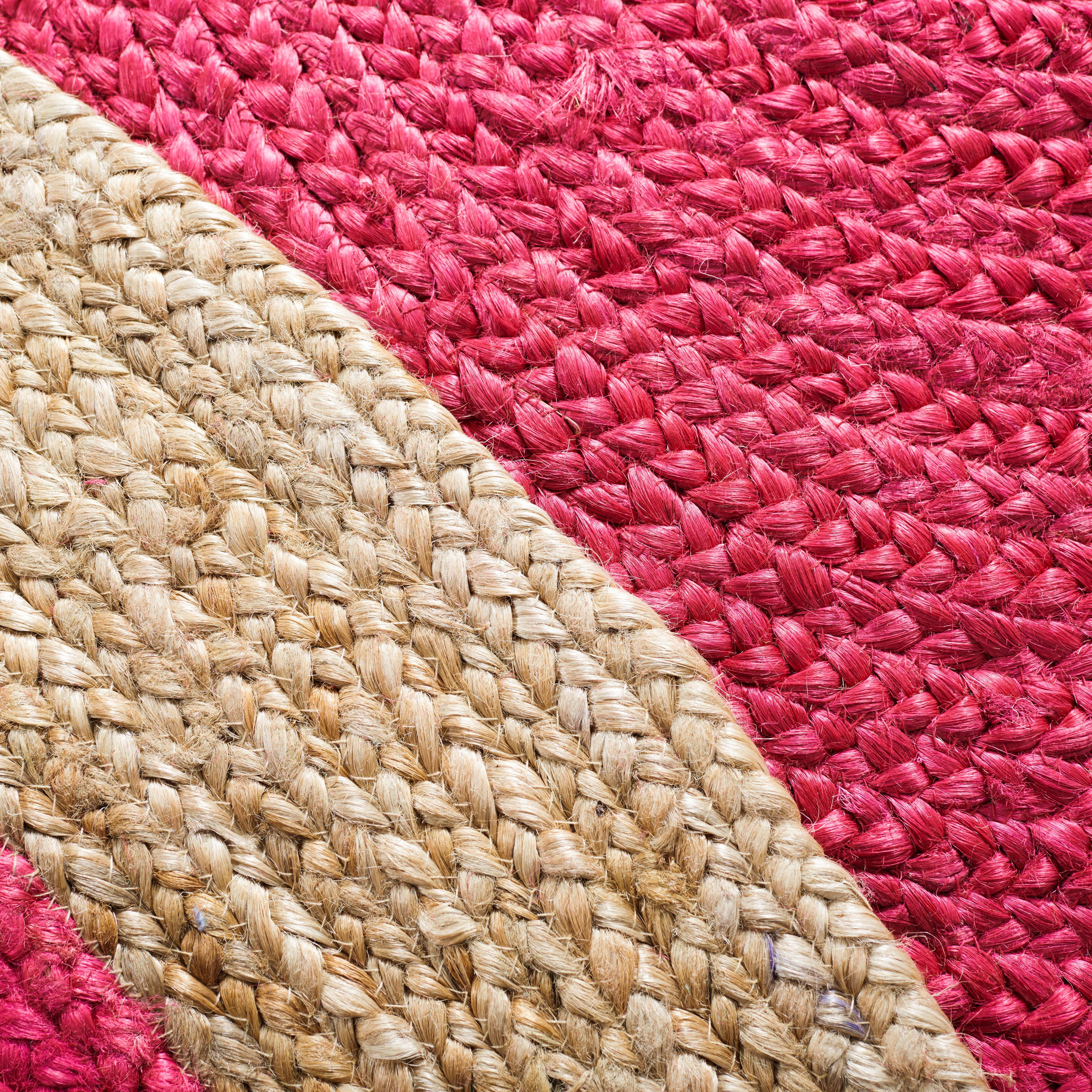 SAFAVIEH Natural Fiber Cebrail Geometric Area Rug, Fuchsia/Natural, 8' x 10' Oval