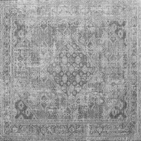 Ahgly Company Indoor Square Abstract Gray Contemporary Area Rugs, 3' Square