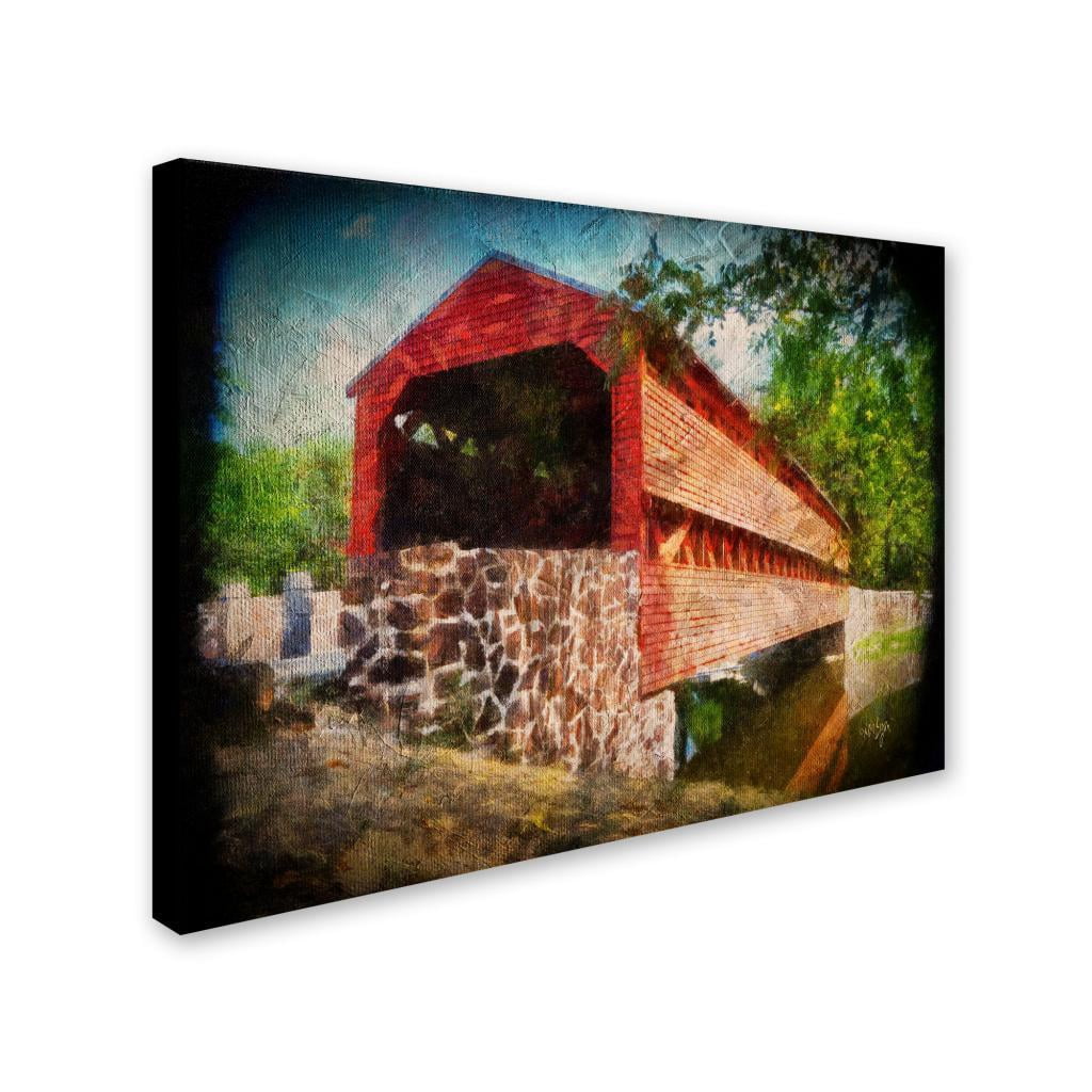 Trademark Fine Art "Old Covered Bridge" Canvas Art by Lois Bryan