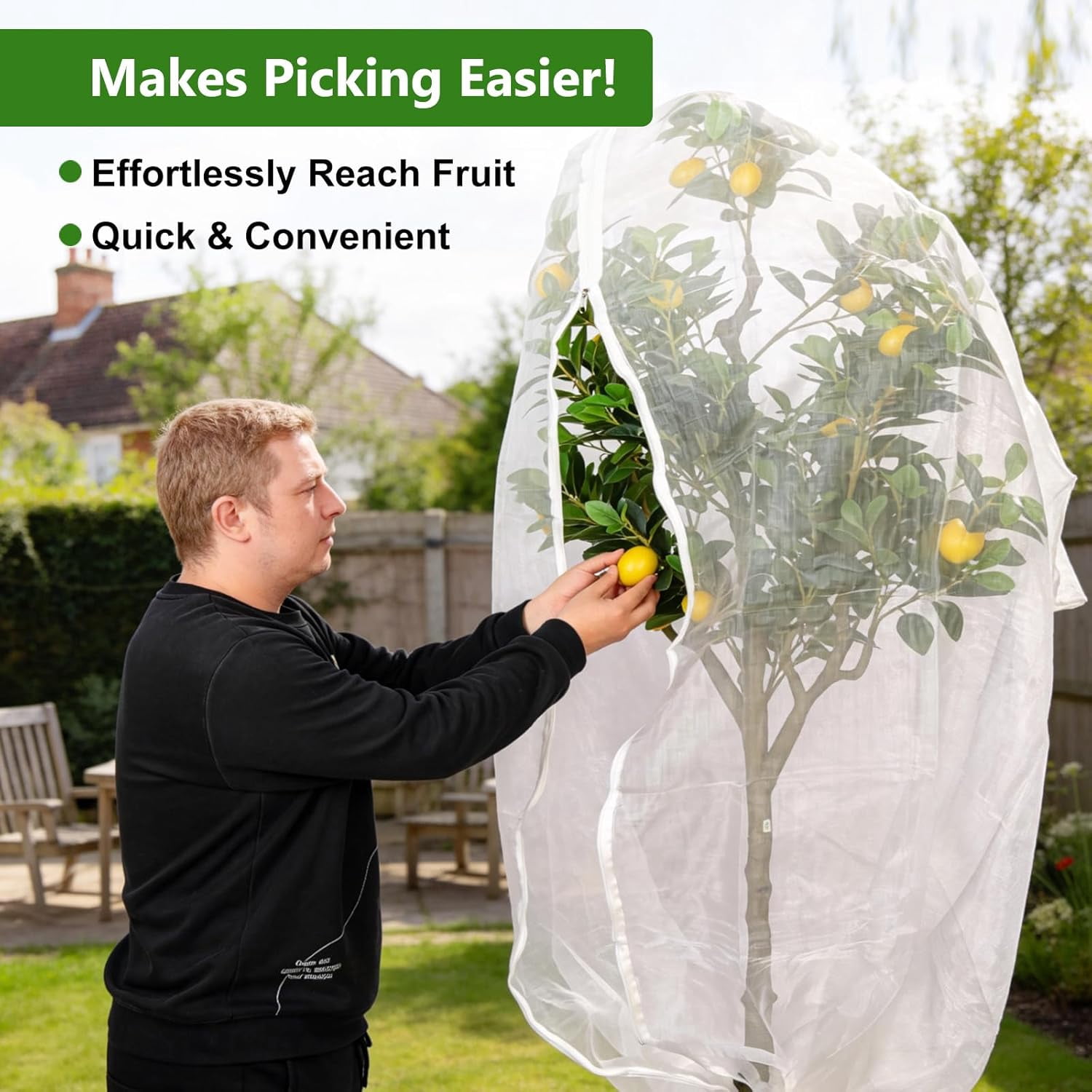 2 Pack 4 x 6ft for Plants, Fruit Tree Netting with Zipper & Drawstring, Bird Netting for Garden Protection, Blueberry Bushes, Tomato Plants & Fruit Trees