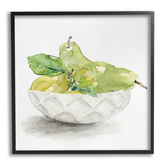 Stupell Industries Pear Bowl Painting Food & Beverage Painting Black Framed Art Print Wall Art, 12 x 12
