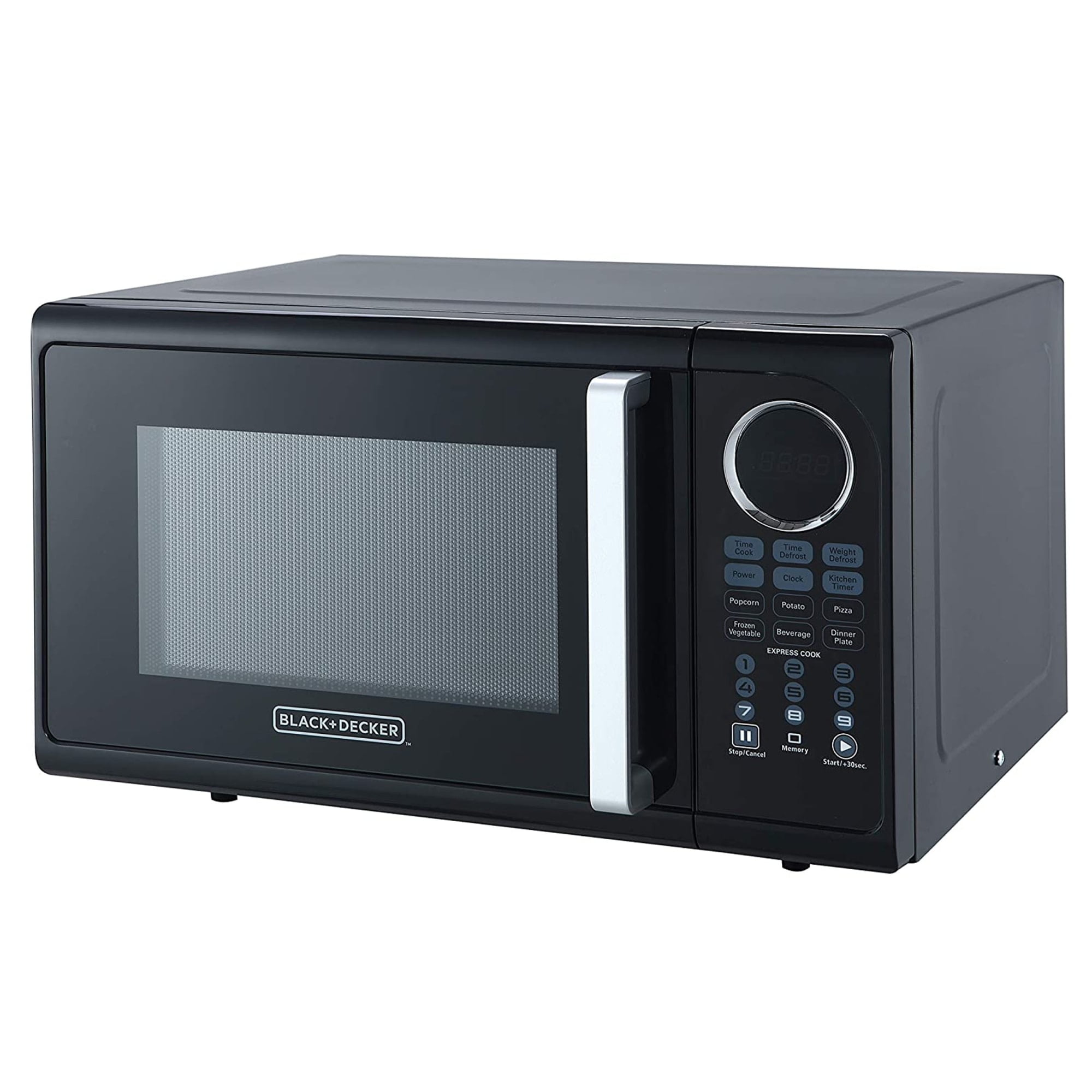 Black Modern Stainless Steel Finish .9cu ft 900-Watt Microwave Oven With Multi-Stage Cooking
