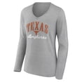 thumbnail image 2 of Women's Gray Texas Longhorns Victory Script Long Sleeve V-Neck T-Shirt, 2 of 3