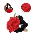 thumbnail image 3 of Unique Bargains 1 Pc Cute Rose Pearl Scrunchie Hair Elastic Band Red, 3 of 5