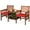 Red, variant on Costway Patio Loveseat Conversation Set Acacia Wood Chair Coffee Table Cushioned Red