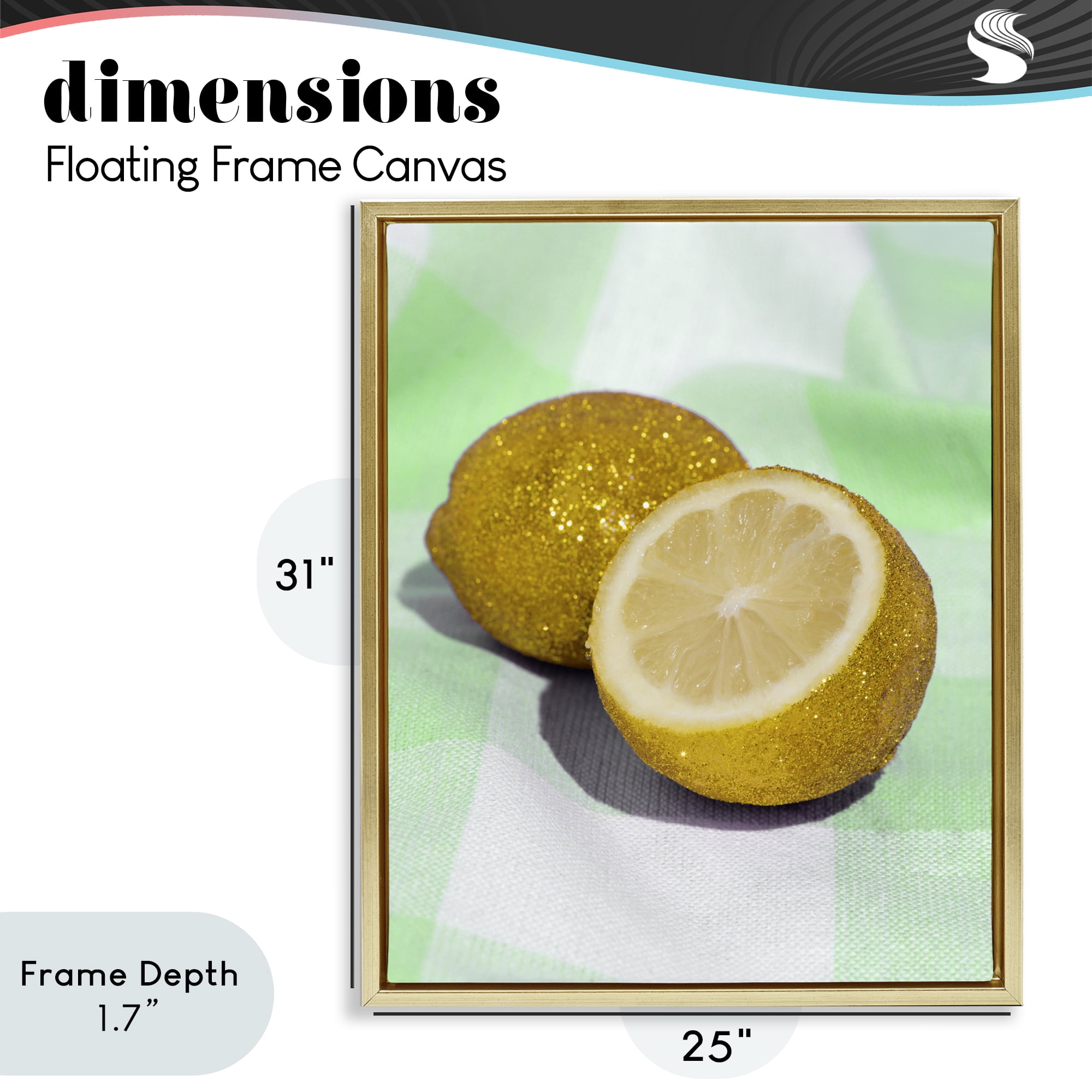 Stupell Industries Glimmer Lemon on Green Gold Framed Floater Canvas Wall Art, design by LISH Creative