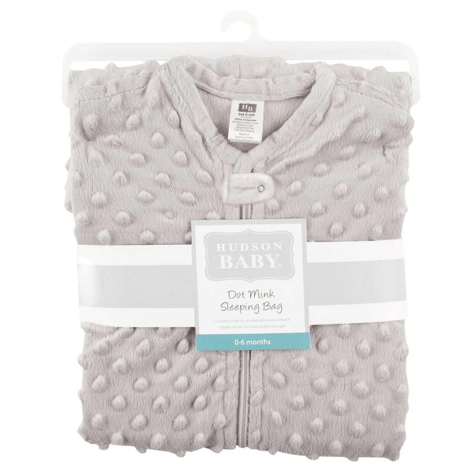 Hudson Baby Infant Plush Sleeping Bag, Sack, Blanket, Light Gray Dot Mink, 12-18 Months