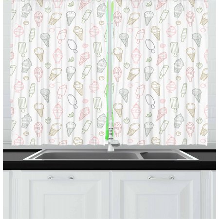 Ice Cream Curtains 2 Panels Set Different Types Of Ice Cream