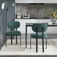 thumbnail image 2 of Modern Upholstered Boucle Dining Room Chairs Set of 2 with Stylish Black Metal Legs for Kitchen Decor，Antique Green,Black, 2 of 14