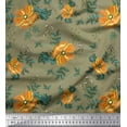 thumbnail image 1 of Soimoi Japan Crepe Satin Fabric Leaves & Floral Artistic Printed Fabric 1 Yard 42 Inch Wide, 1 of 1