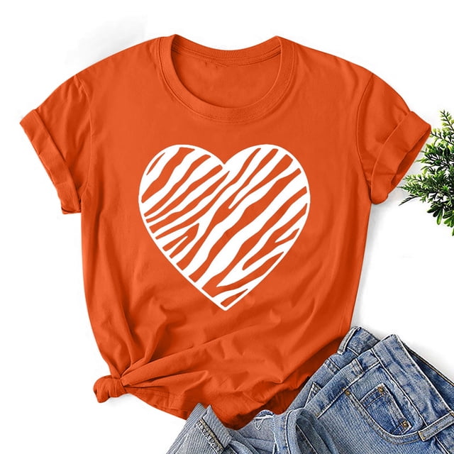 LSLJS Mode Femmes T-shirt à Manches Courtes Imprimé Saint-Valentin, Hauts Graphiques Originaux, Cadeaux pour Femmes