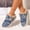 Blue, variant on Distressed Denim Mules for Women Vintage Buckle Backless Plush Fuzzy Lined Mule Slipper Boots Platform Warm Comfort Non Slip Walking Shoes Light Blue 38(US-7)