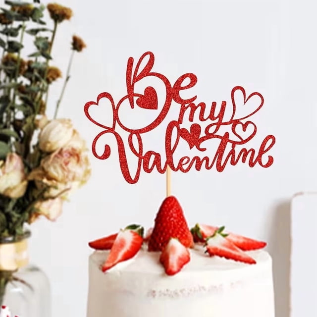 1 adorno for tarta de San Valentín con purpurina roja y diseño de corazón "Por favor, sé tu San Valentín", elegante arco de globos rojos, perfecto for bodas y aniversarios.