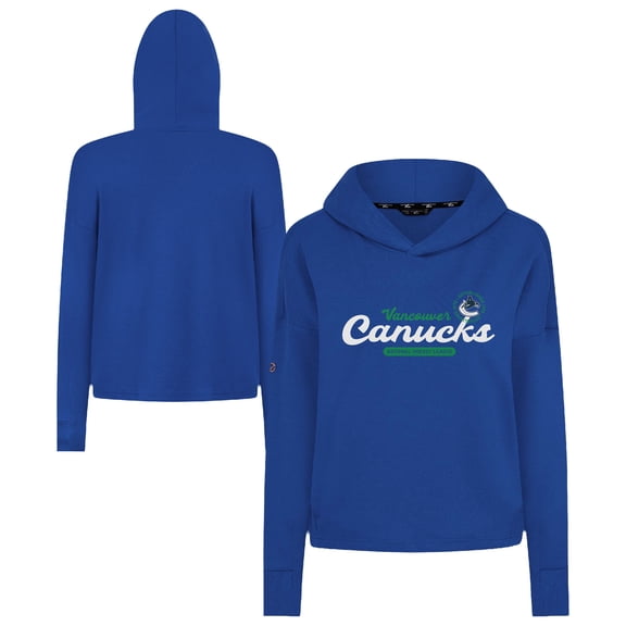 Women's Levelwear  Royal Vancouver Canucks Sweet Monument Tri-Blend Cropped Pullover Hoodie