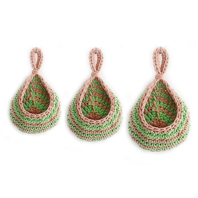 enjoywould 3Pcs Handmade Woven Fruit Net Bird's Nest Stylish Fine Workmanship Long Lasting Net Bag Spacious Storage Solution