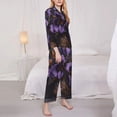 thumbnail image 3 of Picia Ornate Purple Floral Vase Pattern Women’s Long-Sleeve Sleepwear Set - Soft 2-Piece Loungewear with Pockets, Comfy PJs for Relaxing Nights-Large, 3 of 7