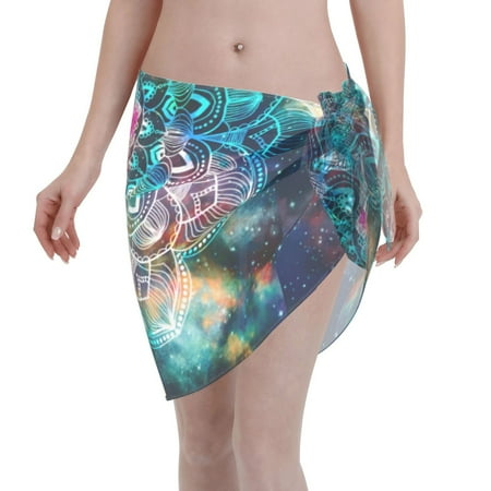 Ocsxa Watercolor Mandala Print Sarong Coverups For Women Bathing Suit Wrap Swimsuit Skirt Beach Bikini Cover Up Swimwear
