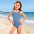 thumbnail image 2 of JAJAHO One Piece Swimsuit For Girls Racerback Athletic Training Solid Color Bathing Suit Full Coverage Swimwear For Kids 3-14 Years, 2 of 7