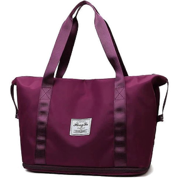 ZHAOCHENG Bolsa de viaje portátil de gran capacidad, plegable, impermeable, de tela Oxford, ligera, para viajes, compras, gimnasio, deportes, equipaje de mano (morado oscuro) Morado oscuro A