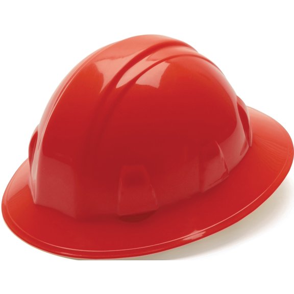 Casco de seguridad Pyramex serie SL con ala completa y ajuste de matraca de 4 puntos, rojo