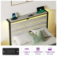 thumbnail image 4 of Greenstell Twin Bed Frame with Storage Headboard,Wood Platform Bed with LED Lights & USB Charging Station, Metal Bed Frame, Light Gray, 4 of 9