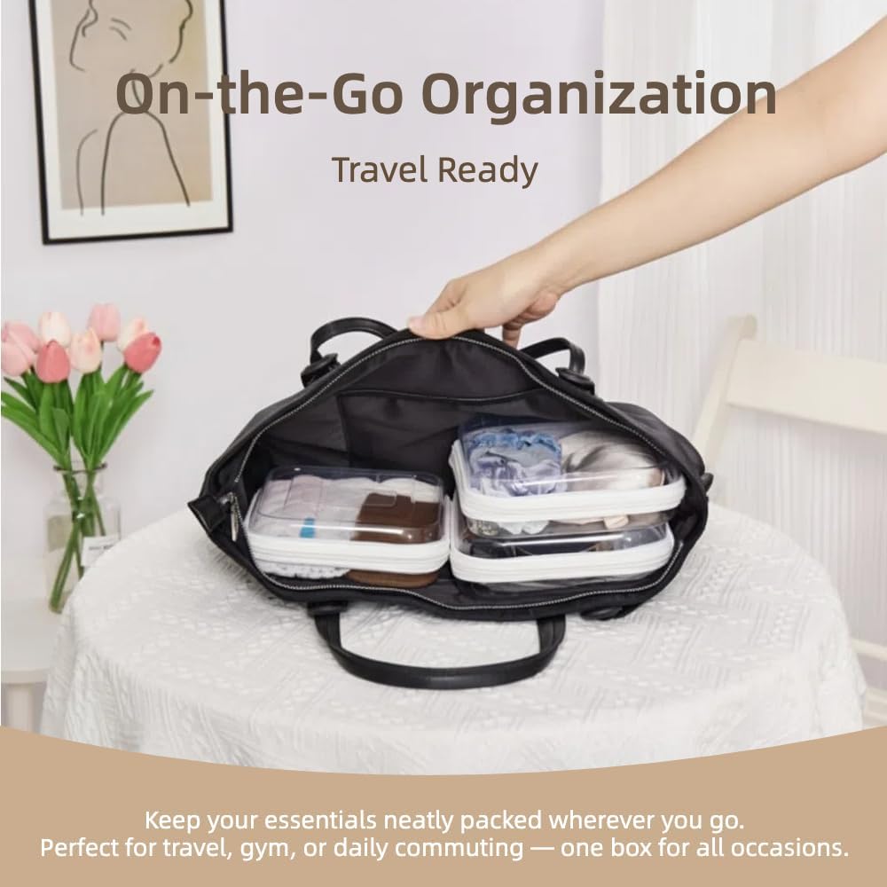 3-Pack Medium Clear Hard Shell Zipper Pouches, Bags, Case Pouches for Purse & Diaper Bag Organizer,and Travel Essentials (3M