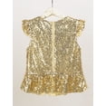 thumbnail image 6 of JanJean Girls Sequins Dance Tops Ruffled Sleeves Crop Tank Tops Modern Jazz Latin Dance Stage Performance Blouse Shirts Gold 4, 6 of 7