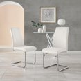 thumbnail image 2 of Furniturebox UK Lorenzo Modern Adult Faux Leather Chrome Dining Chairs, Off-White (Set of 2), 2 of 6