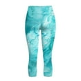 thumbnail image 5 of SCRAWLGOD Marble Print Light Blue High Waisted Capri Yoga Pants for Women with Pockets Tummy Control Workout Leggings Lightweight Casual Yoga Capris for Running Cycling, XS, 5 of 7