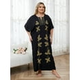 thumbnail image 2 of Black Kaftan Embroidered Dress Plus Size Short Sleeve Beachwear Nomadic Summer Outwear mumu Loungewear Comfortable Nightgown Lightweight Vacation Clothing, 2 of 10