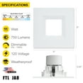 thumbnail image 6 of 4 Inch Square LED Retrofit Downlight (12 Pack), 11W 120V 750 Lumens, 5CCT Switchable 2700K-5000K ETL/ES/JA8 T24 Compliant, White Trim, 6 of 6