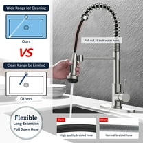 Kitchen Faucet with Pull Down Sprayer and 4 Spraying Modes Single Handle Commercial Spring Kitchen Sink Faucet Brushed Nickel 1 or 3 Hole
