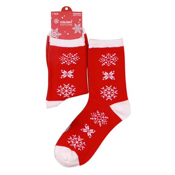 Socks for Women Holiday‑printed Cotton Mid‑calf Socks Running Socks Red