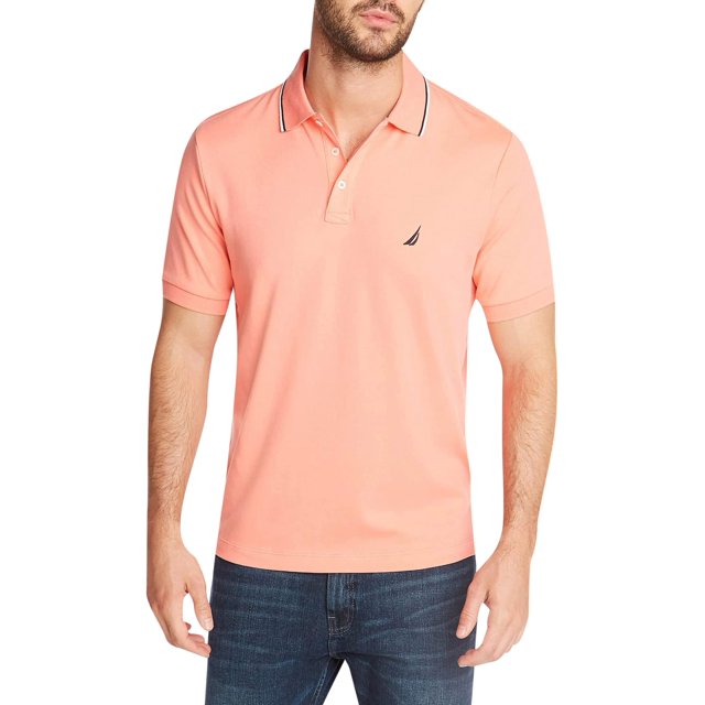Polo Nautica Classic Fit para hombre, color coral pálido, talla L