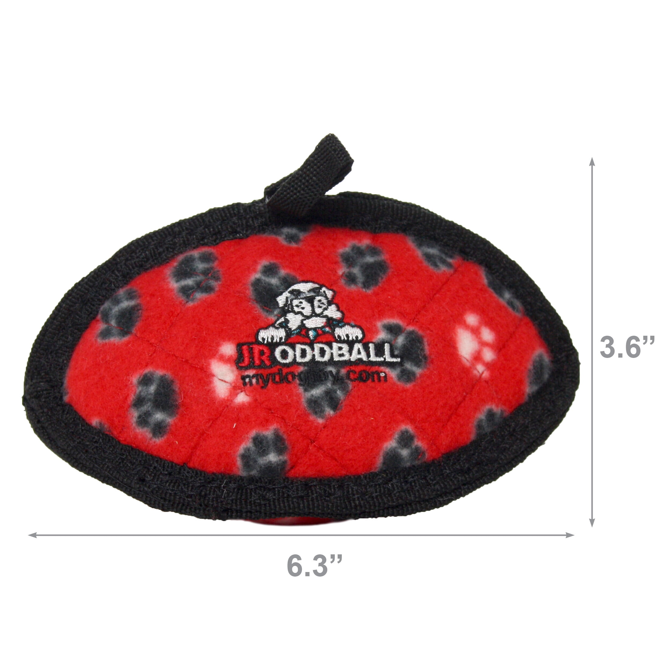 Tuffy Jr Odd Ball Red Paw Durable Plush Dog Toy