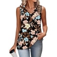 thumbnail image 5 of QUNYINEY Loose Fit Tank Top Women Summer Floral Tops V Neck Pleated Sleeveless Womens Shirts, 5 of 6