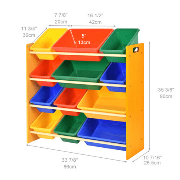 Organisateur de rangement pour jouets pour enfants, boîtes à jouets 12 bacs  en plastique pour salle de jeux pour chambre d'enfant - SortWise 
