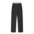 thumbnail image 6 of Men's Casual Pants Double Layer Waistband Straight Leg Solid Joggers Comfortable Sweatpants For Everyday Wear Pants Loose Fit Straight Legs Beach Trousers, 6 of 7
