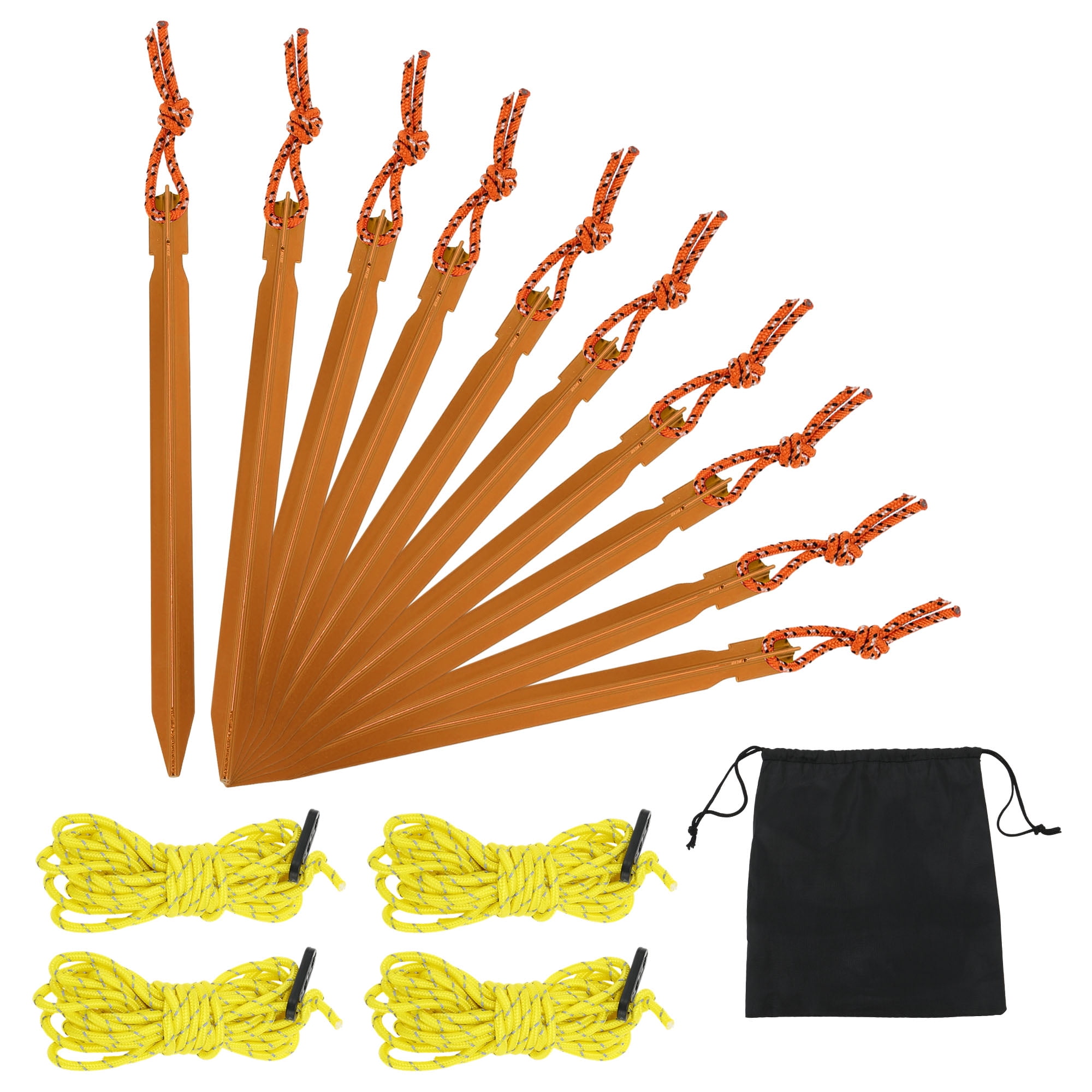 Unique Bargains 1 Set Triangular Tent Pegs Gold Tone Aluminum Alloy Polyester Nylon