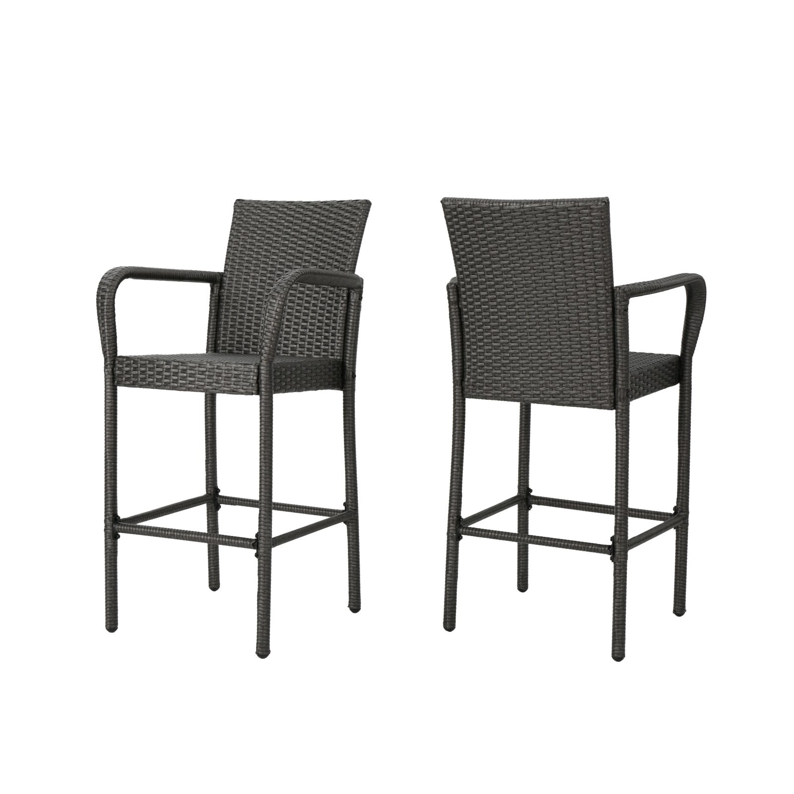 Delfina Wicker Patio Bar Bar Stools Set of 2