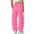 thumbnail image 4 of Sundazz Barrel Sweatpants Women Baggy Wide Leg Sweat Pants Drawstring Workout Pants with Pockets, XS-XL, 4 of 7
