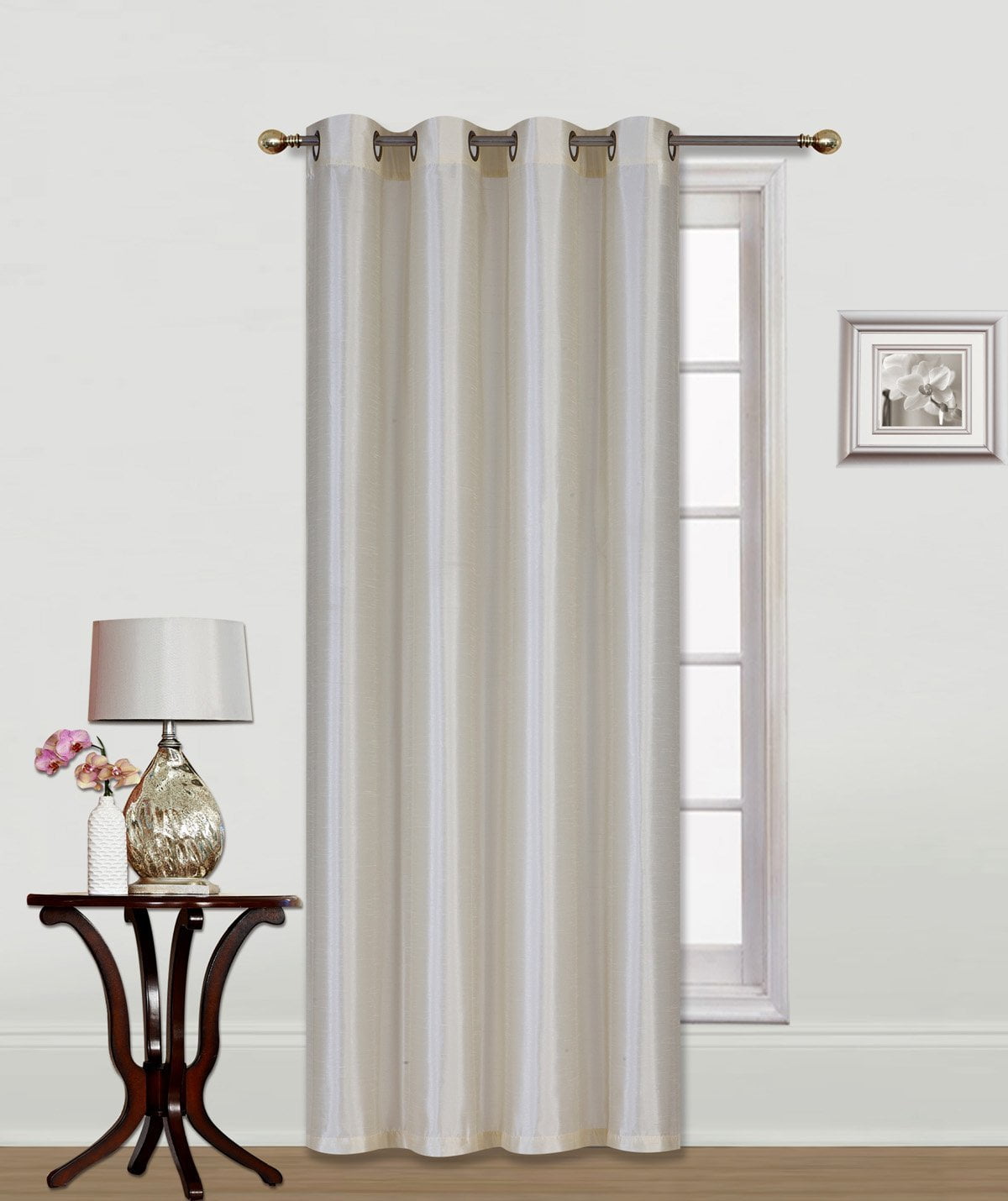 2 Panels Grommet Faux Silk Satin Blackout Window Curtain Panels 84