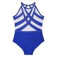 thumbnail image 4 of CHICTRY Kids Girls Sleeveless Striped One Piece Gymnastics Leotard Tumbling Bodysuits Dancewear Royal Blue 10, 4 of 6