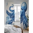 thumbnail image 3 of Marine Animal Sheer Curtains 2 Panels Set Octopus Coral Shell Linen Texture Lihgt Filtering Rod Pocket Voile Drape, Semi Sheer Window Curtains for Bedroom Living Room, 52"x84", 3 of 5