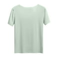 thumbnail image 5 of WCJM Essentials Women's Short-Sleeve V-Neck T-Shirt Women's Short Sleeve T-Shirt Ladies' Summer Ice Round Neck Short Sleeved T Shirt for Sports and Fitness High Elasticity Slim Fit Quick Drying, 5 of 7