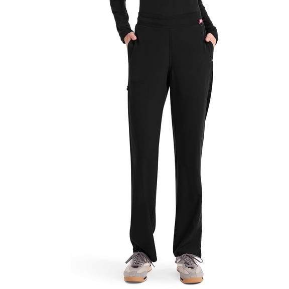 Med Couture Scrub Pants for Women Straight Leg Pull-On Pant with 4 Pockets Moisture Wicking & 360° Stretch Plus Size - MC103, 2XL, Black