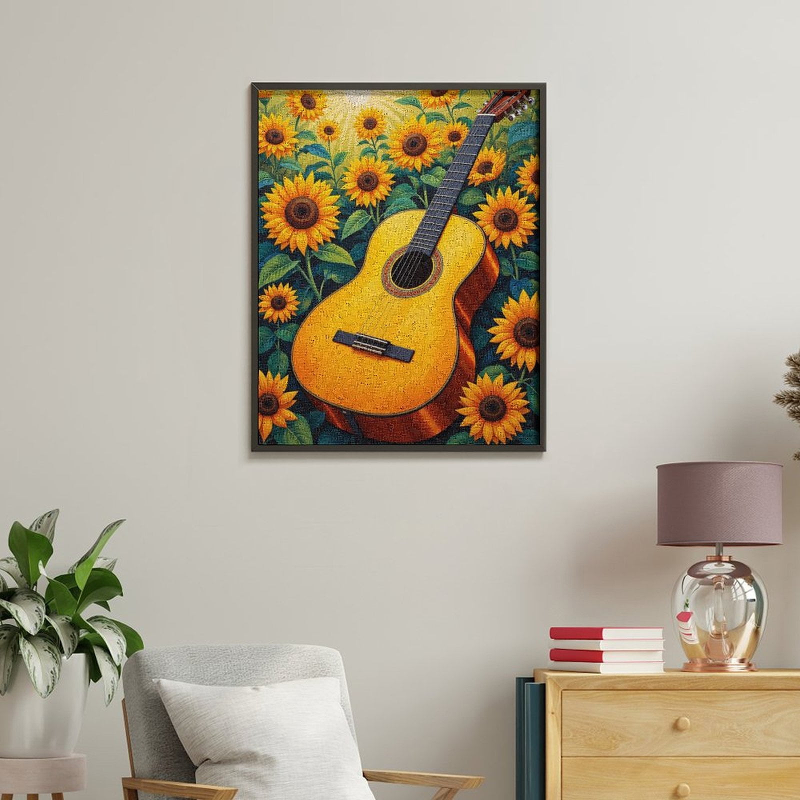 Paint By Numbers Kit for Adults Beginner - DIY Sunflower Acoustic Melody Art Canvas Painting Kits for Adults, Frameless Paint By Number for Adults for Home Wall Decor 16x20 Inch