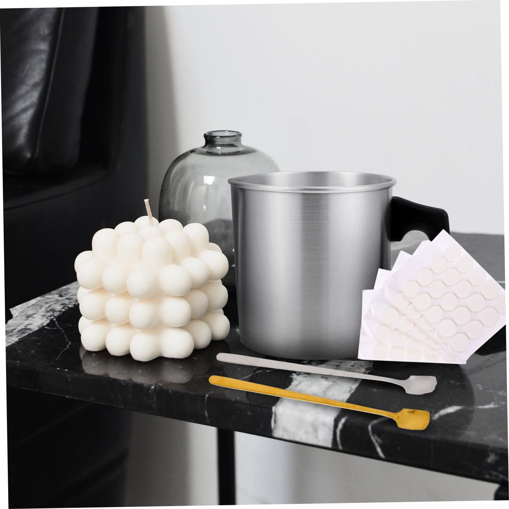 FRCOLOR Durable DIY Candle Making Kit with Stainless Steel Melting Pot Assorted Color Ideal for Parties and 1 Set